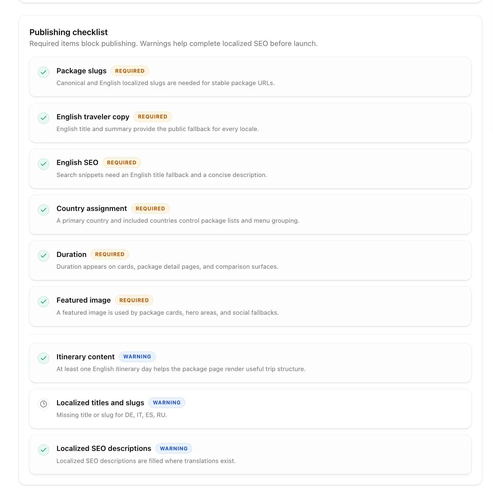 Publish Checklist