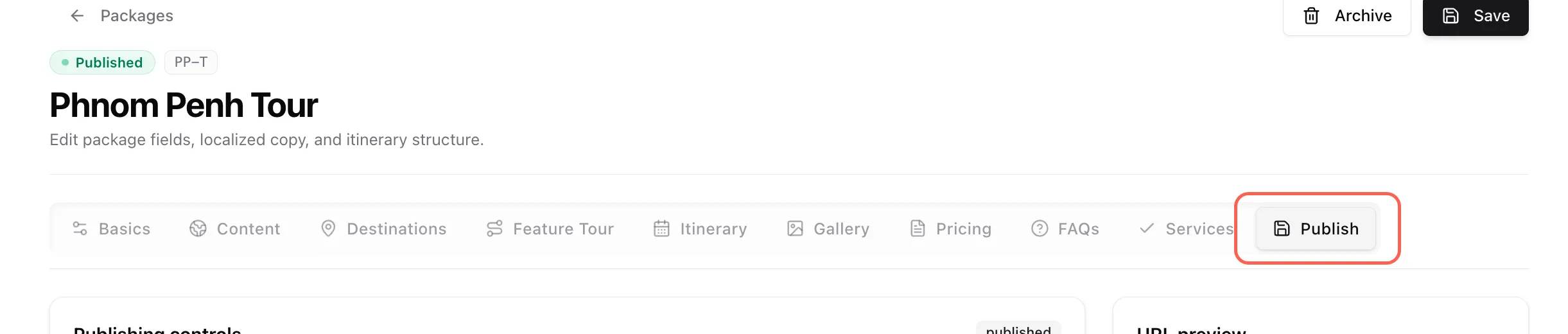 Publish Tab Highlight